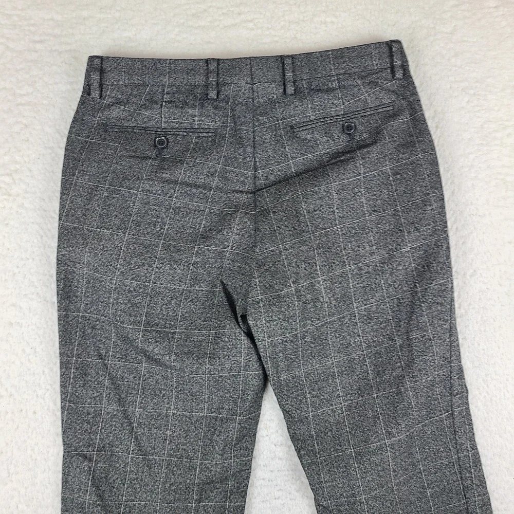 Banana Republic Dress Pants Mens 30x30 Charcoal Plaid Slim Fit Marzotto Wool